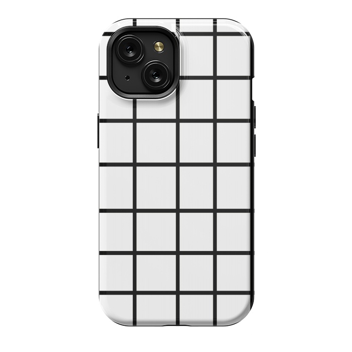iPhone 15 StrongFit Grid White & Black by ''CVogiatzi.