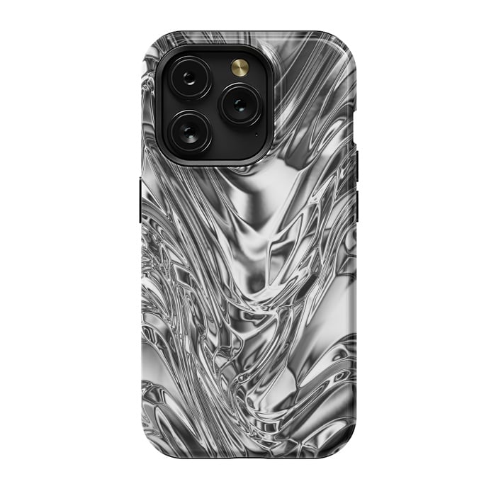 iPhone 15 Pro StrongFit Silver Aluminium Molten Metal Digital Texture by BluedarkArt