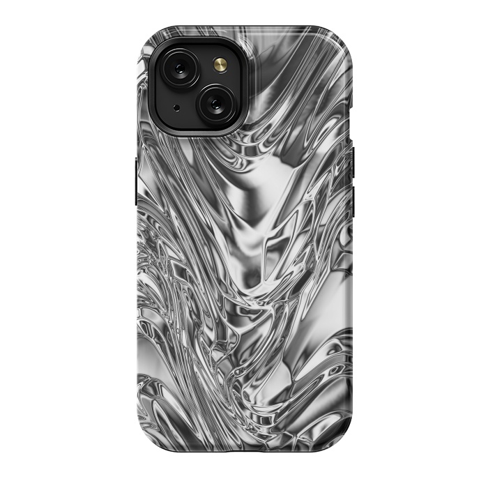 iPhone 15 StrongFit Silver Aluminium Molten Metal Digital Texture by BluedarkArt