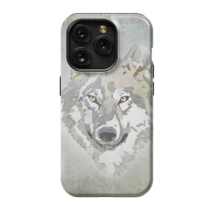 iPhone 15 Pro StrongFit Wolf Head Watercolor Art 2 by Andrea Haase