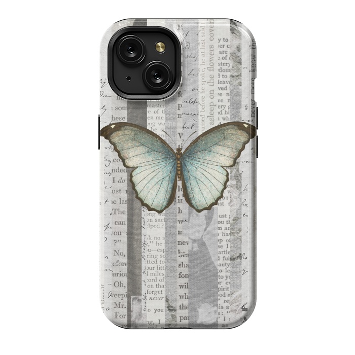 iPhone 15 StrongFit Vintage Butterfly Paper Collage by Andrea Haase
