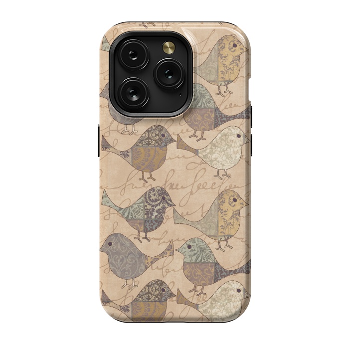 iPhone 15 Pro StrongFit Patchwork Bird Pattern by Andrea Haase