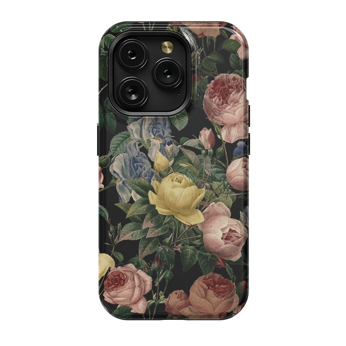 iPhone 15 Pro StrongFit Victorian Vintage Roses on Black by  Utart
