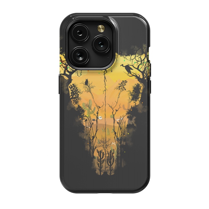 iPhone 15 Pro StrongFit Dark Desert Cow Skull by Sitchko