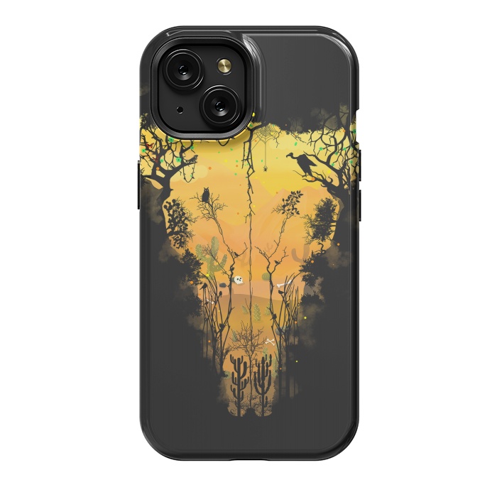 iPhone 15 StrongFit Dark Desert Cow Skull by Sitchko