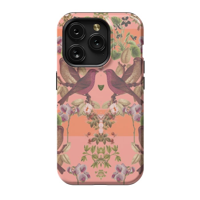 iPhone 15 Pro StrongFit Vintage Botanic (Pink) by Zala Farah