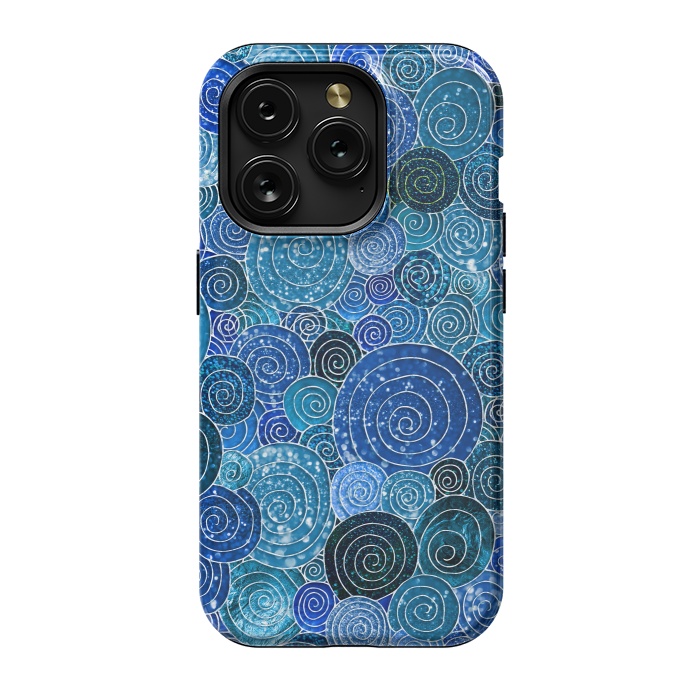 iPhone 15 Pro StrongFit Blue Abstract Metal Dots and Circles by  Utart