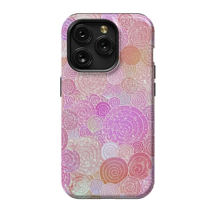 iPhone 15 Pro StrongFit Pink Metal Circles Dots Pattern by  Utart