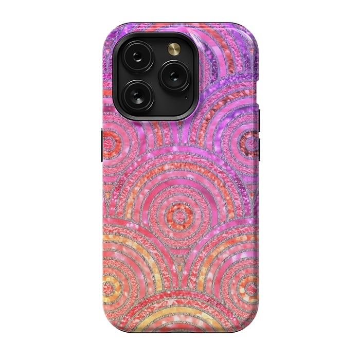 iPhone 15 Pro StrongFit Multicolor Pink Gold Circles  by  Utart