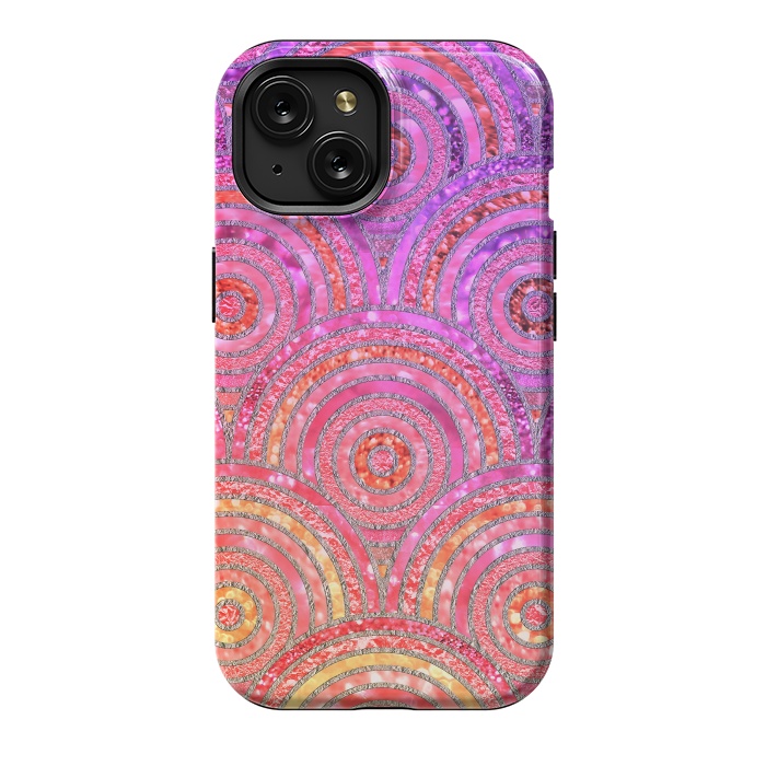 iPhone 15 StrongFit Multicolor Pink Gold Circles  by  Utart