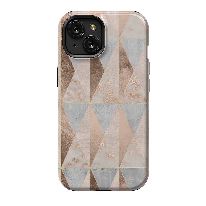 iPhone 15 StrongFit Modern Marble Geode Copper Triangle Argyle by  Utart