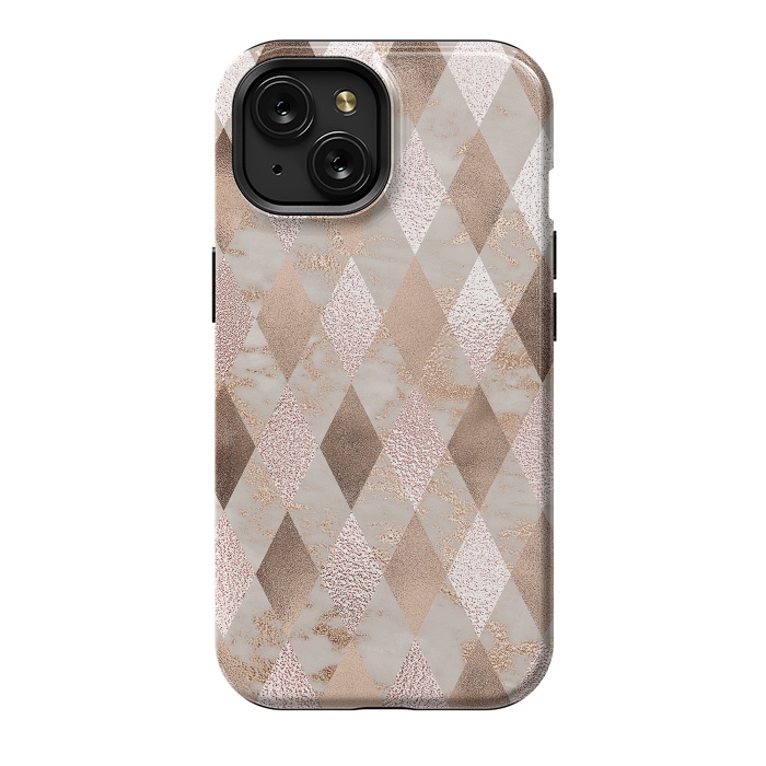 iPhone 15 StrongFit Abstract Trendy Copper Concrete Argyle Pattern by  Utart