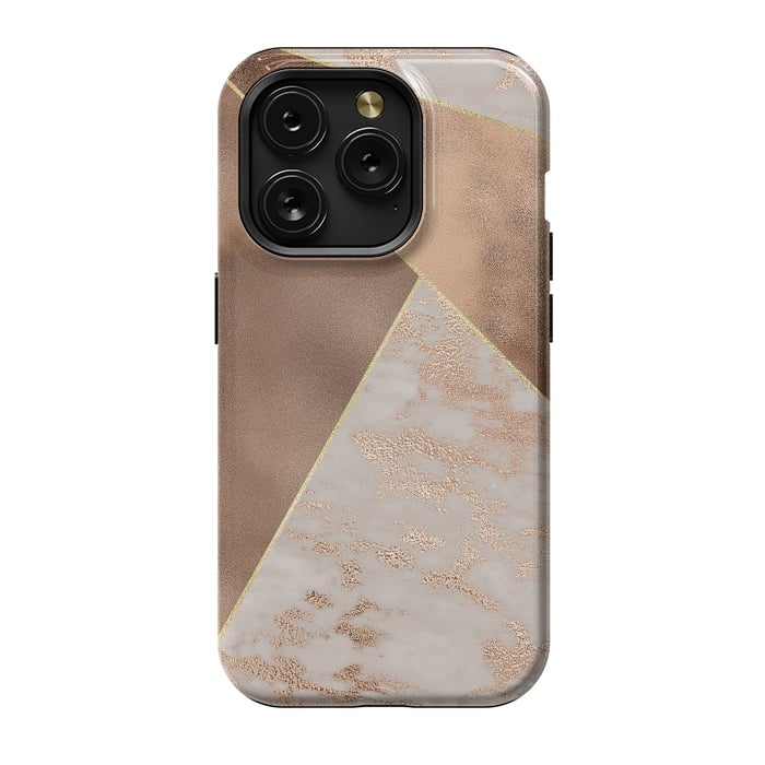 iPhone 15 Pro StrongFit Modern minimalistic Copper Marble Triangles  by  Utart