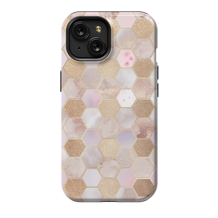 iPhone 15 StrongFit Rose Gold Copper Honeycomb Pattern by  Utart