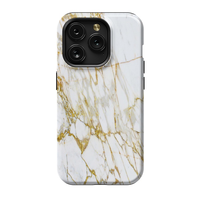 iPhone 15 Pro StrongFit white gold marble by haroulita