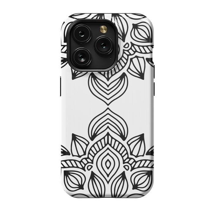 iPhone 15 Pro StrongFit black and white mandala by haroulita