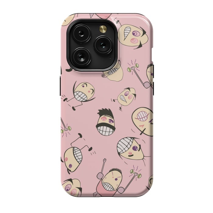 iPhone 15 Pro StrongFit Egg Heads on Pink by Paula Ohreen