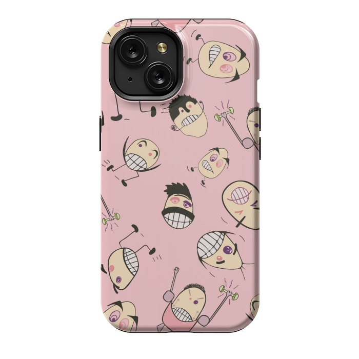 iPhone 15 StrongFit Egg Heads on Pink by Paula Ohreen