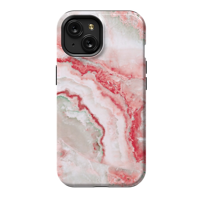 iPhone 15 StrongFit Coral Red Veined Agate by  Utart