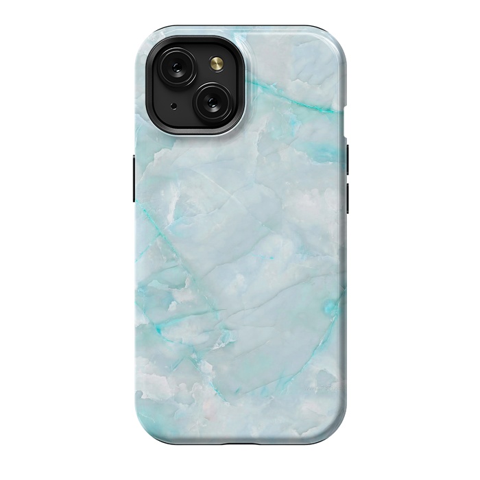 iPhone 15 StrongFit Light Blue Veined Agate by  Utart