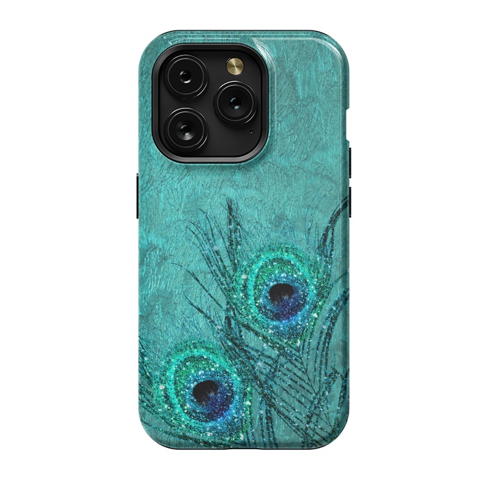 iPhone 15 Pro StrongFit Peacock Sparkle Feathers by  Utart