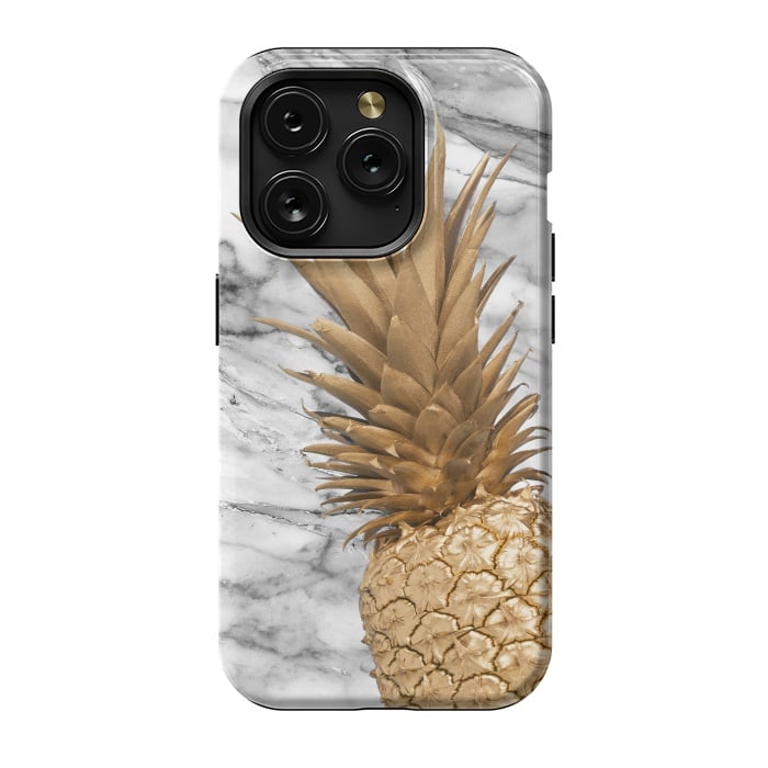 iPhone 15 Pro StrongFit Gold Pineapple on Marble by  Utart