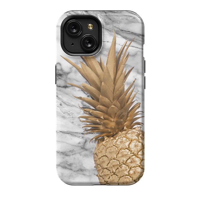 iPhone 15 StrongFit Gold Pineapple on Marble by  Utart