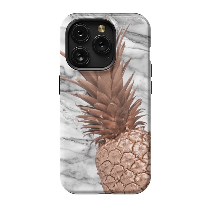 iPhone 15 Pro StrongFit Rose Gold Pineapple on Marble by  Utart