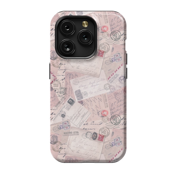 iPhone 15 Pro StrongFit Vintage Letter Collage In Soft Pink by Andrea Haase