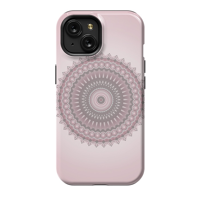 iPhone 15 StrongFit Soft Pink Mandala Design by Andrea Haase