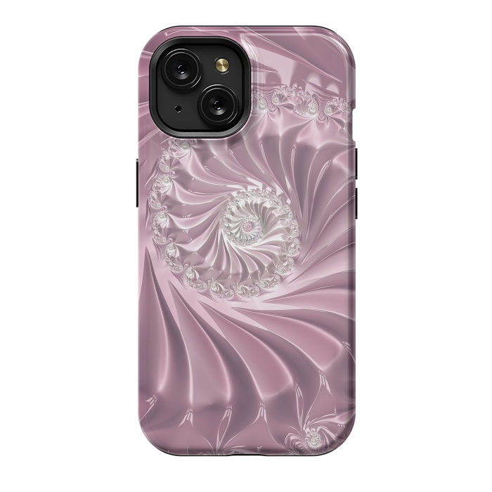 iPhone 15 StrongFit Soft Pink Glamorous Fractal by Andrea Haase
