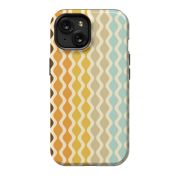iPhone 15 StrongFit Falling Waves in Orange and Blue by Paula Ohreen