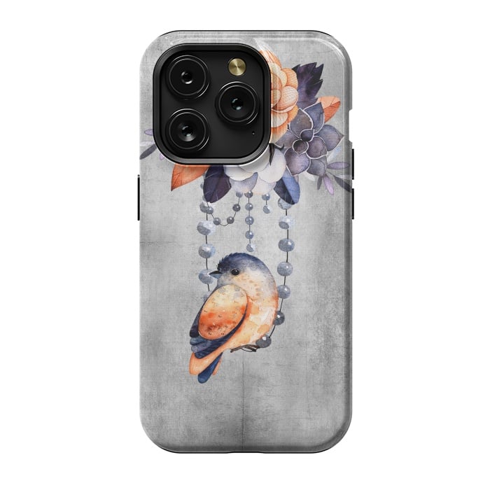 iPhone 15 Pro StrongFit Vintage flowers and bird by  Utart