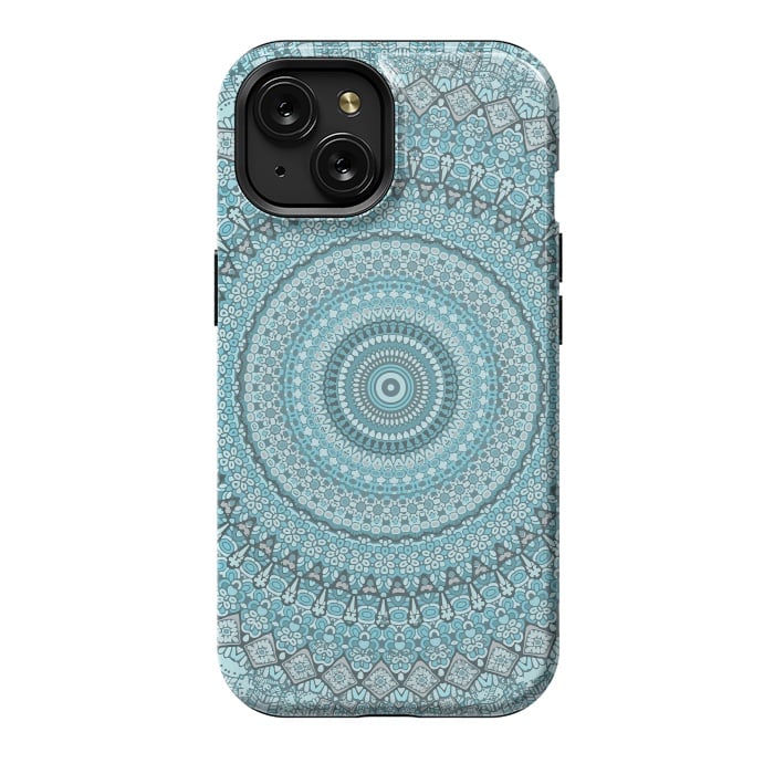 iPhone 15 StrongFit Teal Turquoise Mandala by Andrea Haase