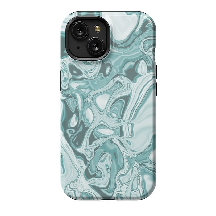 iPhone 15 StrongFit Faux Marble Teal Green 2 by Andrea Haase