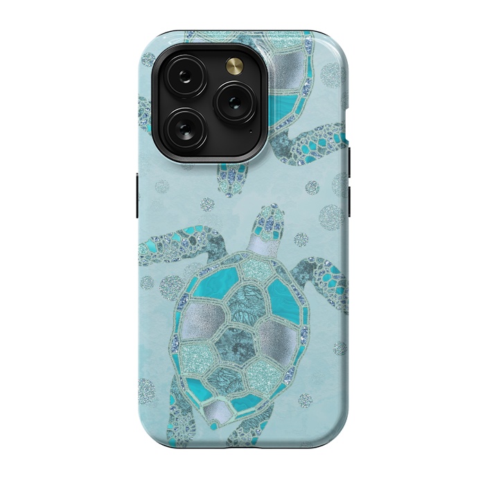 iPhone 15 Pro StrongFit Turquoise Glamour Turtle 2 by Andrea Haase