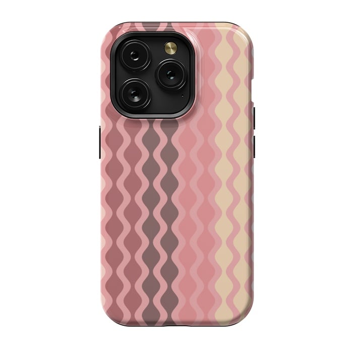 iPhone 15 Pro StrongFit Falling Waves in Pink and Brown by Paula Ohreen