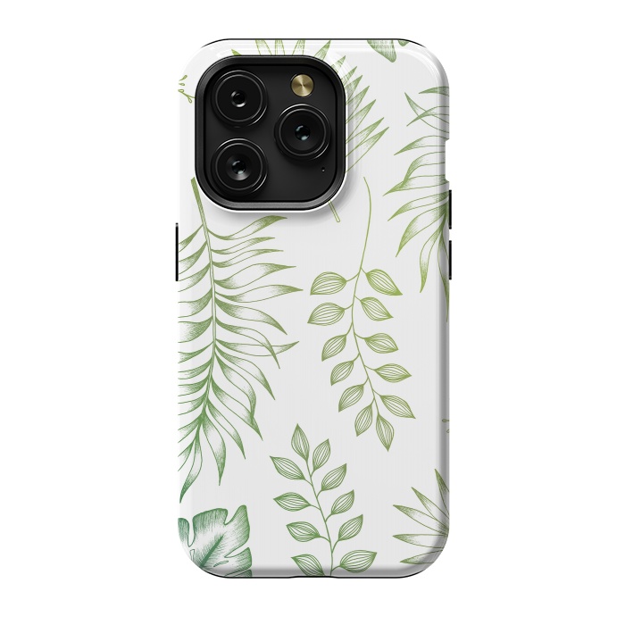 iPhone 15 Pro StrongFit Tropical Leaves by Barlena