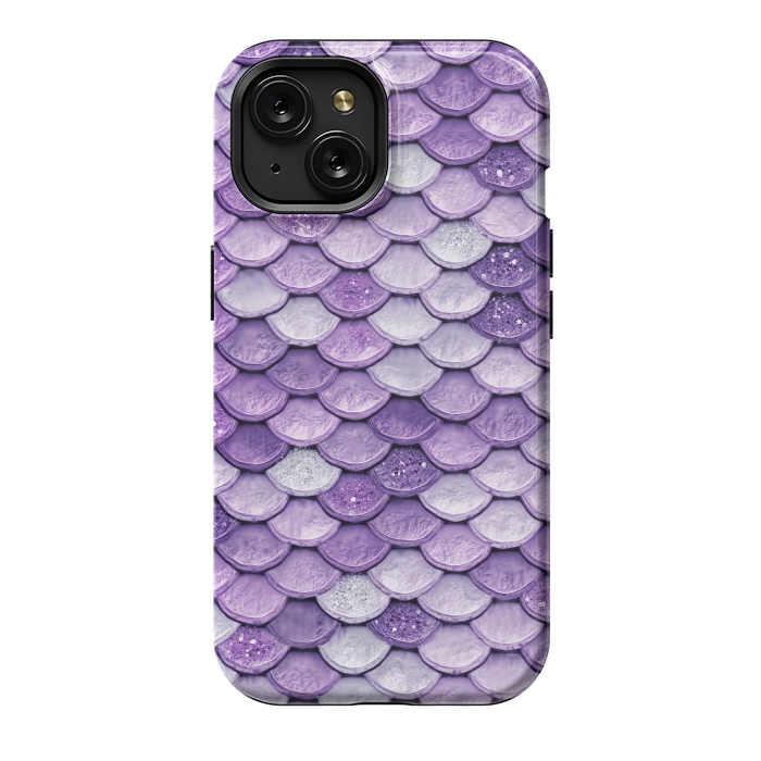 iPhone 15 StrongFit Purple Metal Glitter Mermaid Scales by  Utart