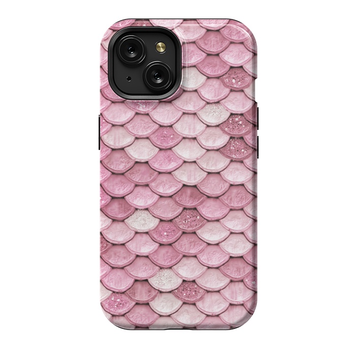 iPhone 15 StrongFit Pink Glitter Mermaid Scales by  Utart