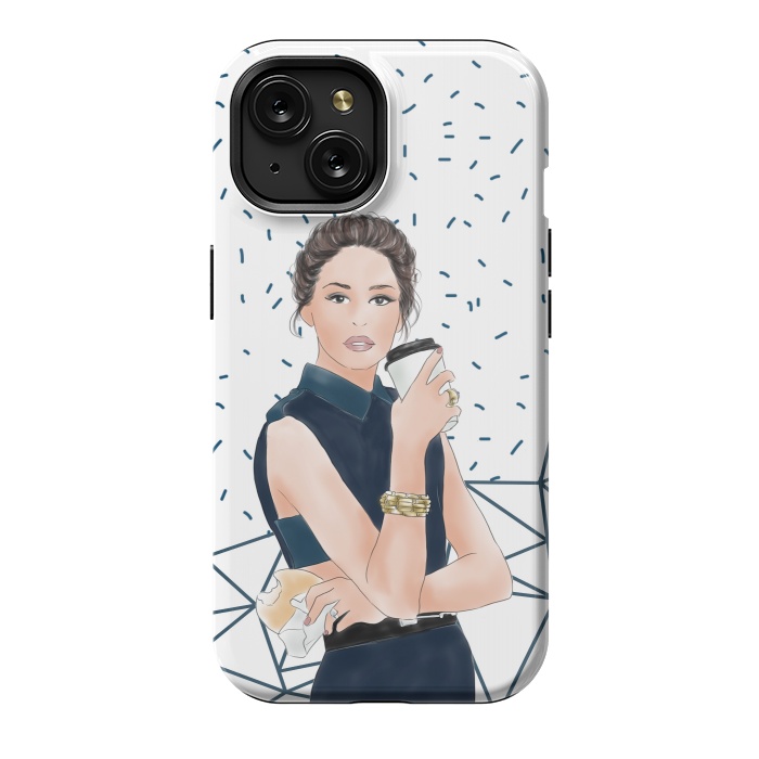 iPhone 15 StrongFit Fashion Girl with Coffee by DaDo ART