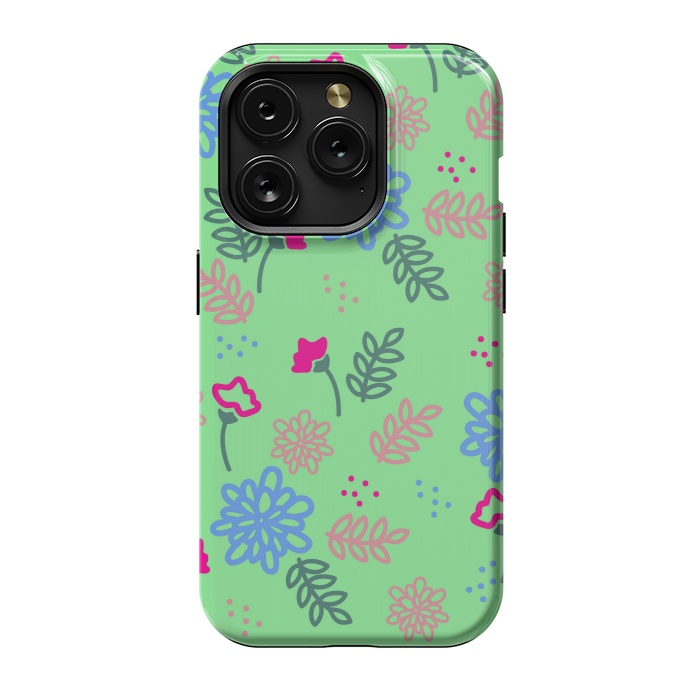 iPhone 15 Pro StrongFit blue pink floral pattern by MALLIKA