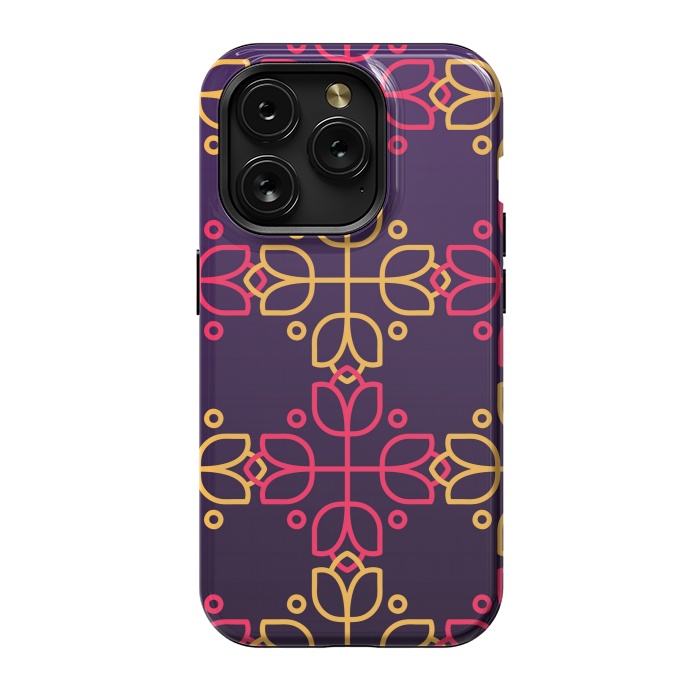 iPhone 15 Pro StrongFit yellow pink floral pattern by MALLIKA