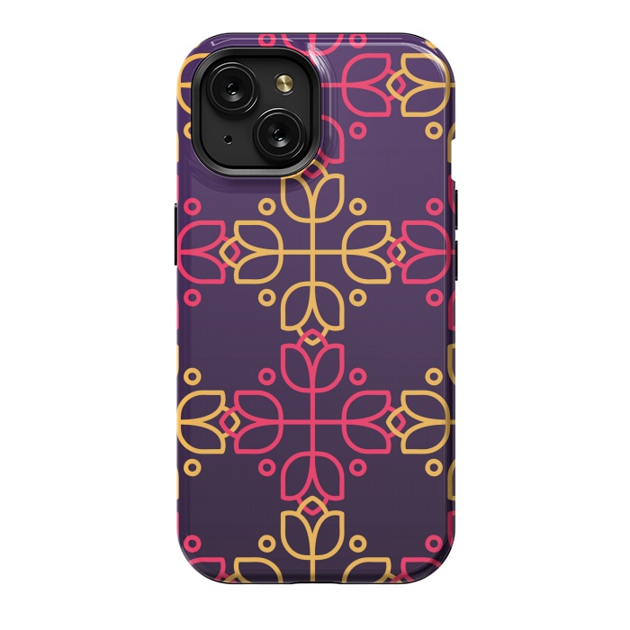 iPhone 15 StrongFit yellow pink floral pattern by MALLIKA