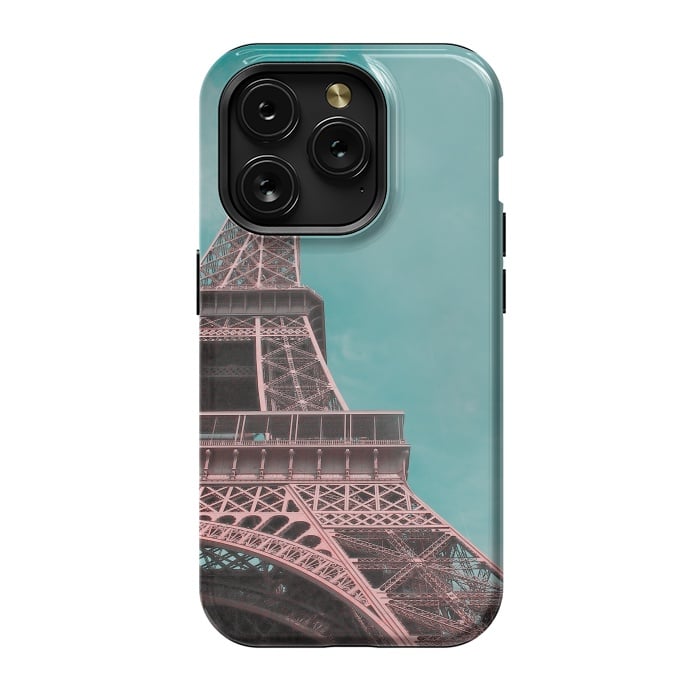 iPhone 15 Pro StrongFit Pink Paris Eiffeltower by Andrea Haase
