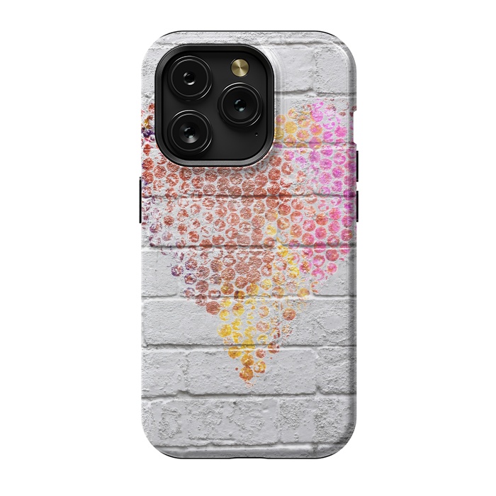 iPhone 15 Pro StrongFit Spray Paint Heart On Brick Wall by Andrea Haase