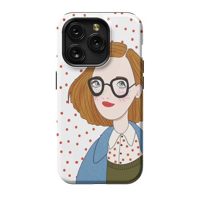 iPhone 15 Pro StrongFit Trendy Fashion Girl with Red Polka Dots by DaDo ART