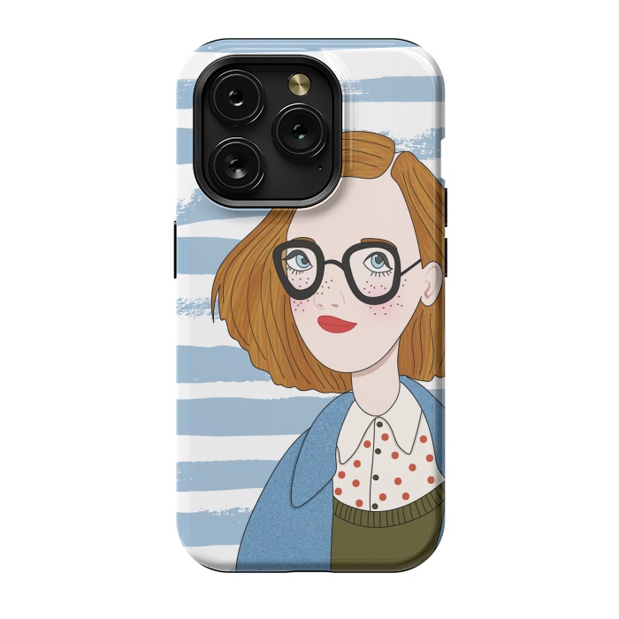 iPhone 15 Pro StrongFit Fashion Girl and Blue  Stripes  by DaDo ART