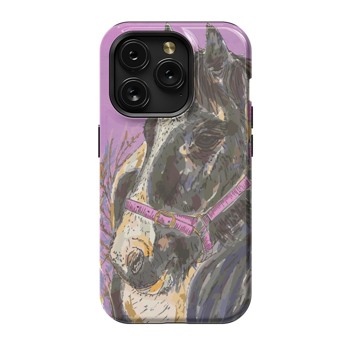iPhone 15 Pro StrongFit Black and White Horse by Lotti Brown