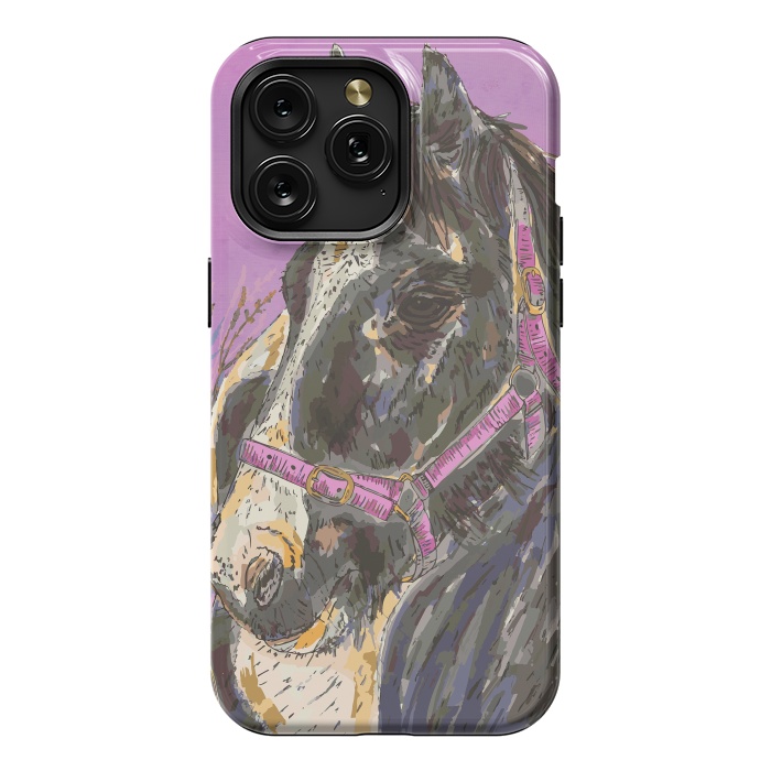 iPhone 15 Pro Max StrongFit Black and White Horse by Lotti Brown